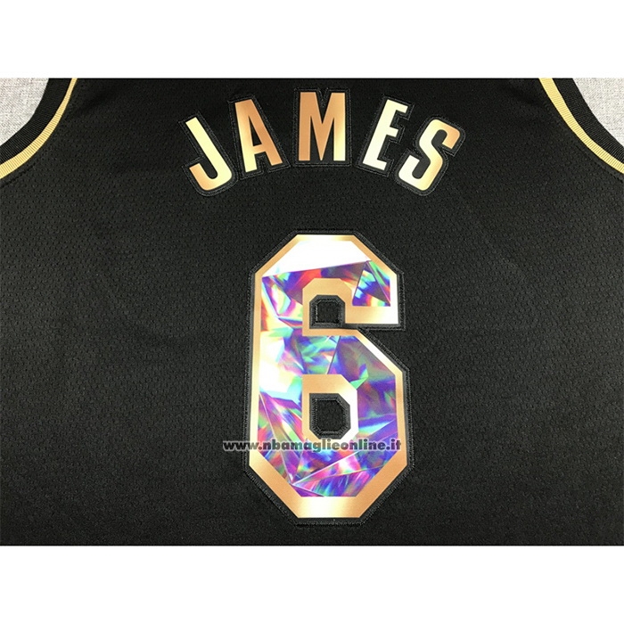 Maglia Golden Edition Los Angeles Lakers LeBron James #6 2021-22 Nero